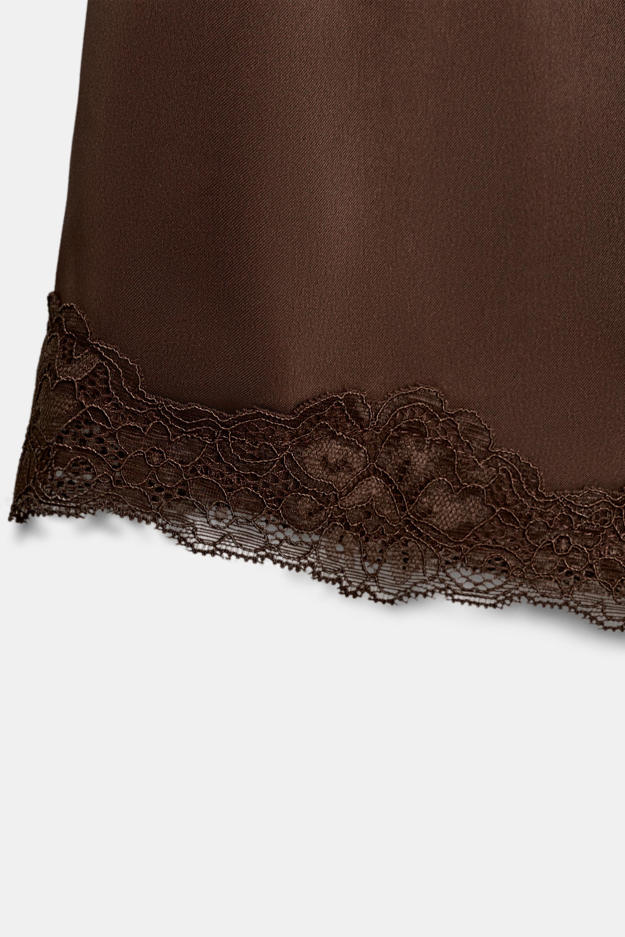 SATIN EFFECT LACE MINI SHORTS